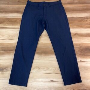 Zara Pants Mens 32x29 Navy Blue Pattern Flat Front Casual Dress Trousers